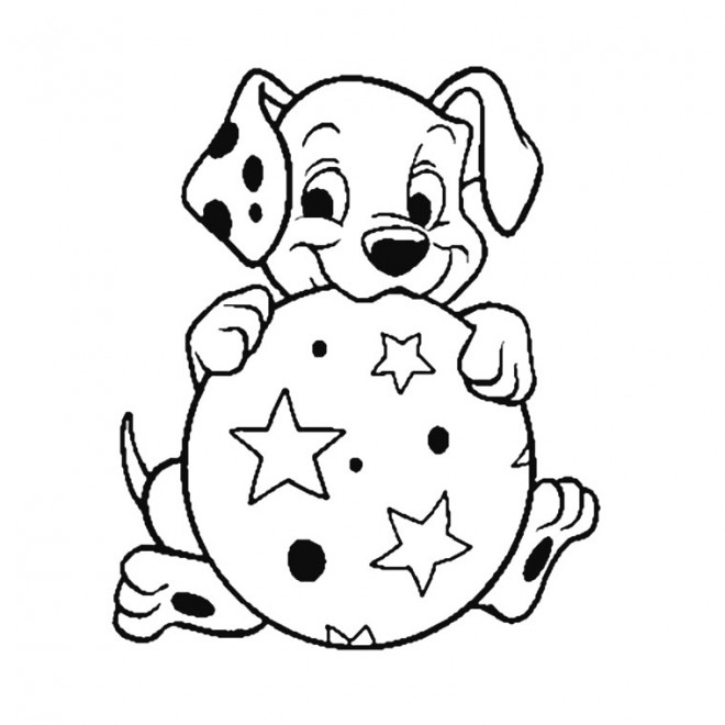 Coloriage Chien Joue Au Ballon Dessin Gratuit à Imprimer