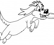 Coloriage Chien joue avec assiette