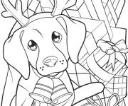 Coloriage Chien pendant le noël