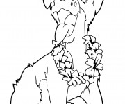 Coloriage Chien portant des fleurs au crayon