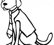 Coloriage Chien portant une cravate