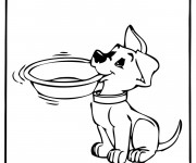 Coloriage Chien se pr&eacute;pare pour manger