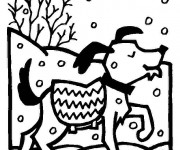 Coloriage Chien sous la neige
