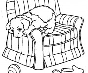 Coloriage Chien sur le fauteuil