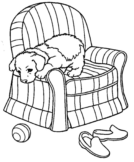 Coloriage Chien Sur Le Fauteuil Dessin Gratuit à Imprimer