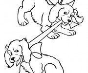 Coloriage Chiens en train s'amuser couleur