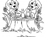 Coloriage Chiens et Escargots