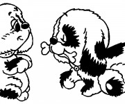 Coloriage Chiots color&eacute;s