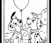 Coloriage Chiots et ballon Disney