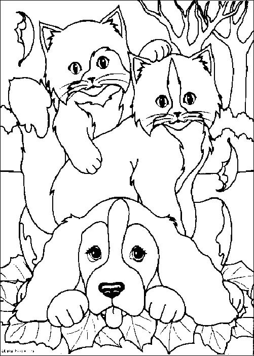Coloriage et dessins gratuits Deux chats sur Chien à imprimer