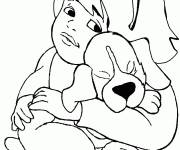 Coloriage Fille et son chien