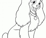 Coloriage Une Chienne portant ceinture