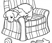 Coloriage et dessins gratuit Chien sur le fauteuil à imprimer