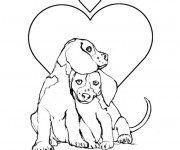 Coloriage Chiens amoureux