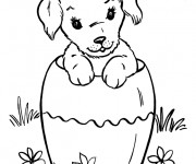 Coloriage Chiot pot