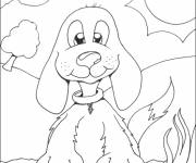 Coloriage et dessins gratuit petit chien drôle à imprimer