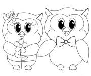 Coloriage Chouette amoureuse