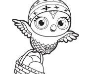Coloriage Chouette apporte les cadeaux dans le panier