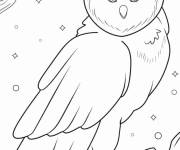 Coloriage Chouette assise pendant la nuit