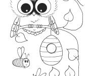 Coloriage Chouette avec des abeilles