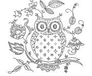 Coloriage Chouette avec des fleurs