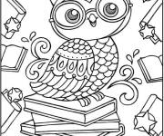 Coloriage Chouette avec des livres