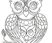 Coloriage Chouette avec son b&eacute;b&eacute;