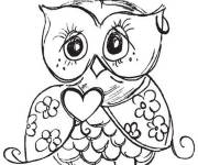 Coloriage Chouette avec un c&oelig;ur