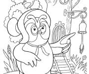 Coloriage Chouette devant sa maison arbre