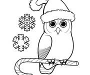Coloriage Chouette f&ecirc;te le no&euml;l