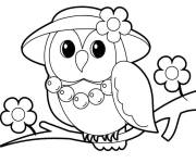 Coloriage Chouette mignonne portant un chapeau
