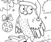 Coloriage Chouette nouvel an