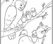 Coloriage Chouette parle avec le cheval