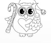 Coloriage Chouette se pr&eacute;pare pour le nouvel an