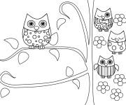 Coloriage et dessins gratuit La famille de Chouette à imprimer