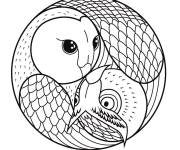 Coloriage Mandala chouette et hibou
