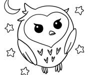 Coloriage Petit Chouette dans le ciel la nuit