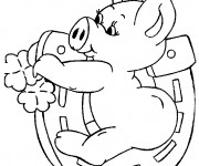 Coloriage B&eacute;b&eacute; Cochon qui joue