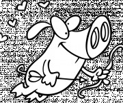 Coloriage Cochon ange d'amour