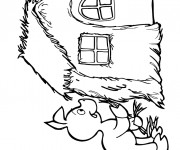 Coloriage Cochon et sa petite maison