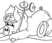 Coloriage Cochon humoristique