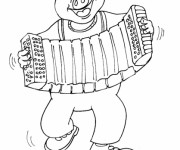 Coloriage Cochon musicien