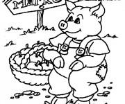 Coloriage Cochon paysan