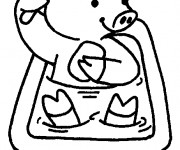 Coloriage Cochon se baigne