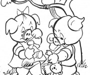 Coloriage Cochons et leur jouet