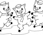 Coloriage Cochons qui dansent