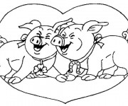 Coloriage Cochons rigolent