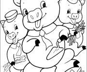 Coloriage Cochons travaillent dur