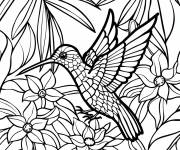 Coloriage Colibri aux lignes franches