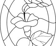 Coloriage et dessins gratuit Colibri en d&eacute;coration de vitrail à imprimer